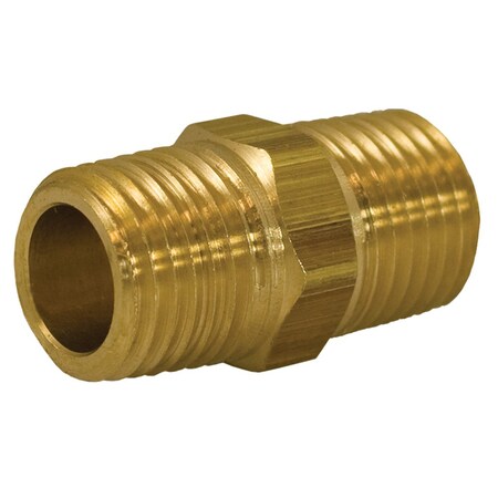 3/8 In. Yellow Brass Hex Nipple